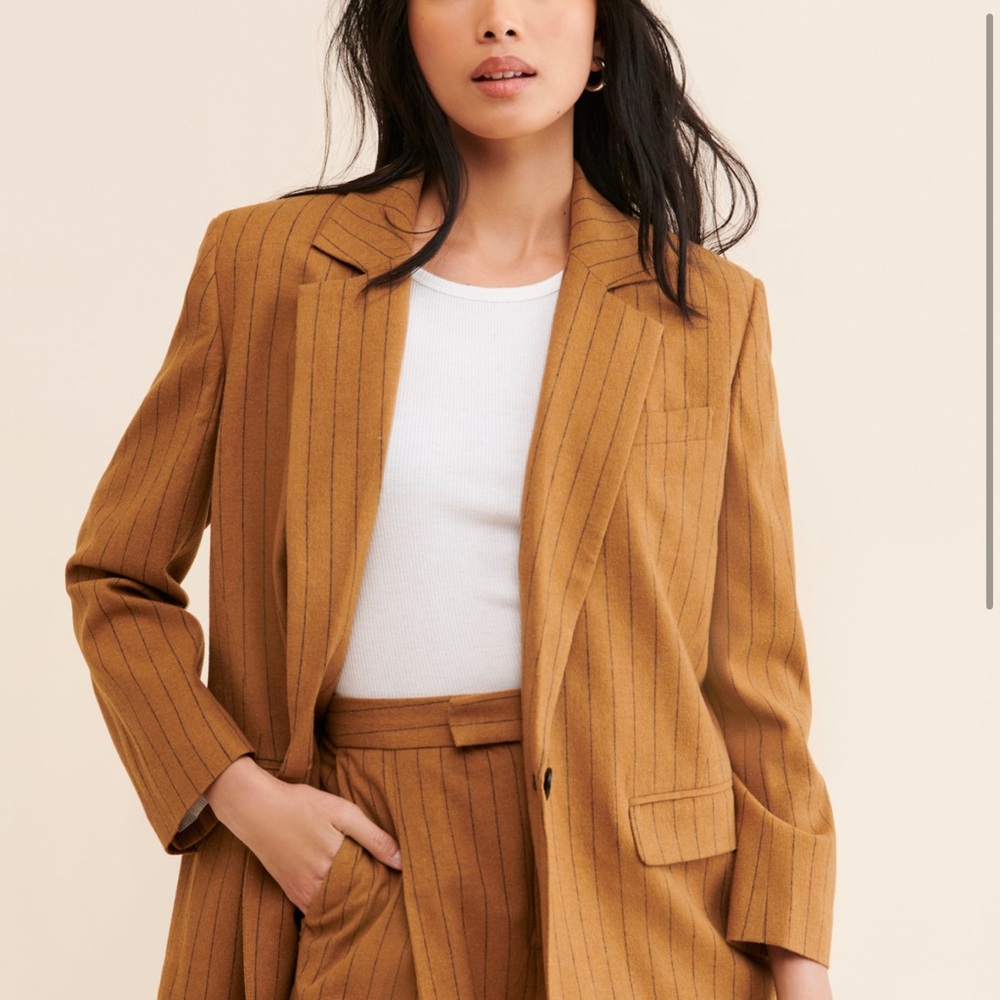 Madewell Tan Pinstripe Blazer